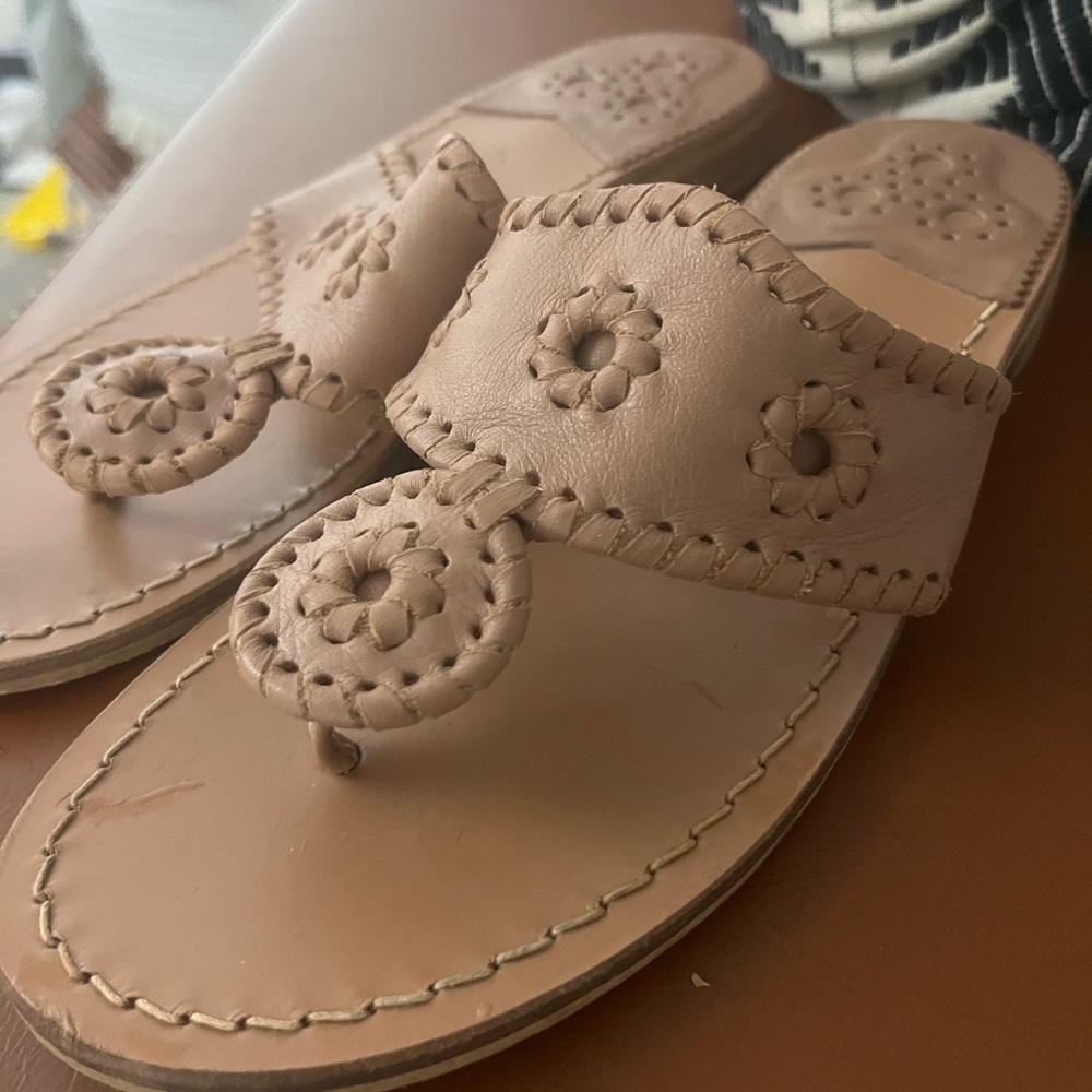 Women's Beige Leather Sandals